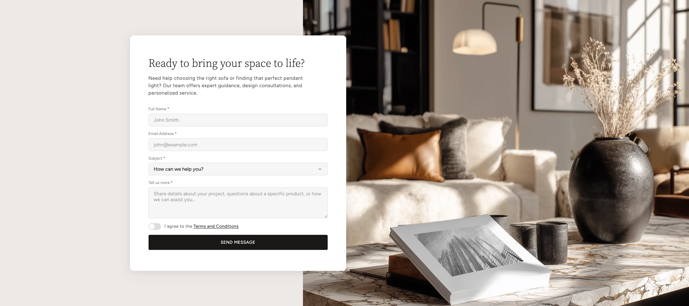 Split card overlay section
